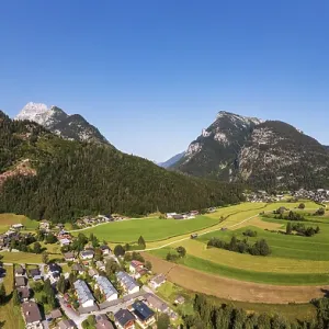 Drone image, view of Sankt Martin bei Lofer and Lofer Drone image, view of Sankt Martin bei Lofer and Lofer