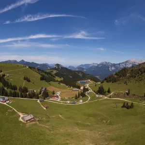 Drone shot, Hochalm, Loferer Alm with view to the Reiteralpe