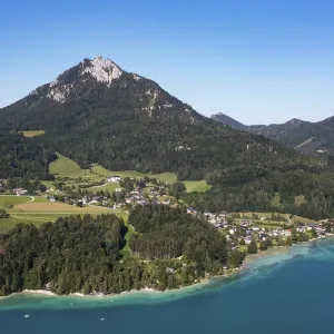 Drone shot, panorama shot, Fuschlsee with Schober