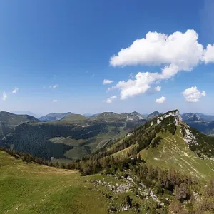 Drone shot, At the summit of Hochbuehel with view to Hochwieskopf