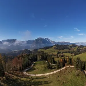 Drone shot, view from the Moosegg high plateau to the Hoher Goell Drone shot, view from the Moosegg high plateau to the Hoher Goell