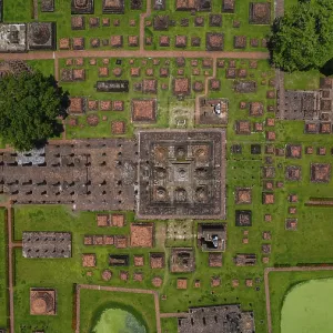 Drone view of an ancient temple complex in Thailand Drone view of an ancient temple complex in Thailand