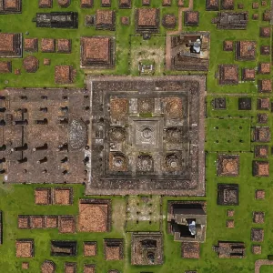Drone view of an ancient temple complex in Thailand Drone view of an ancient temple complex in Thailand