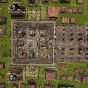 Drone view of an ancient temple complex in Thailand Drone view of an ancient temple complex in Thailand