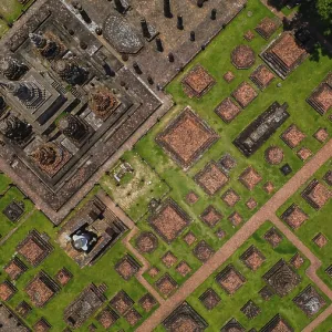 Drone view of an ancient temple complex in Thailand Drone view of an ancient temple complex in Thailand