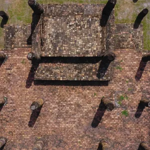 Drone view of an ancient temple complex in Thailand Drone view of an ancient temple complex in Thailand