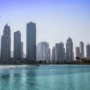 Dubai Downtown City Lights Print, UAE Architecture