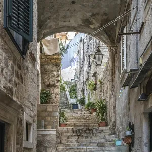 Dubrovnik Old Town Residential Street Passage Print Dubrovnik Old Town Residential Street Passage Print