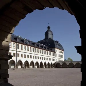 Eastern pavilion and southern part of the east wing seen through the arcade from the north-west Eastern pavilion and southern part of the east wing seen through the arcade from the north-west
