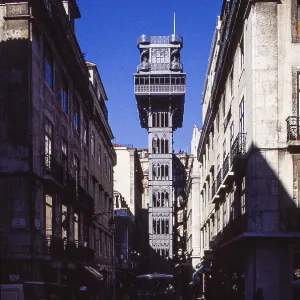 Elevador de Santa Justa Print, Lisbon Street Scene
