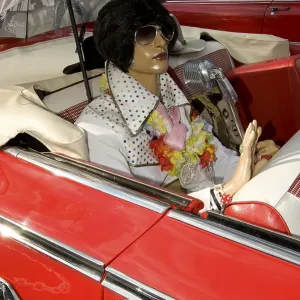 Elvis Doll in Red Cadillac Impala Print