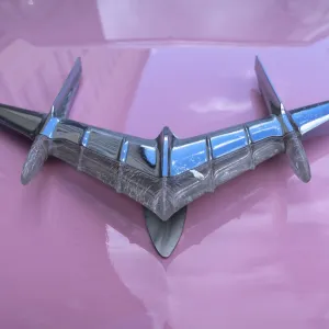 Emblem, hood figure on the pink Pontiac Emblem, hood figure on the pink Pontiac
