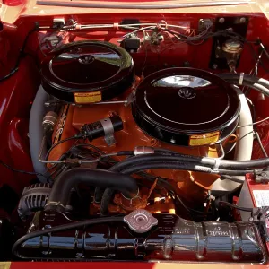 Engine of a 1963 Plymouth at a Classic Car Show in Belvidere