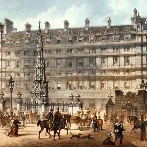 The front entrance of Charing Cross railway station in 19th-century