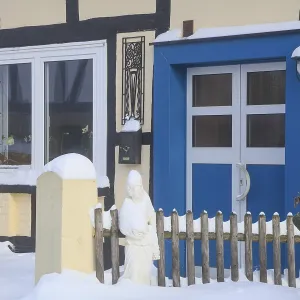 Entrance of a half-timbered house