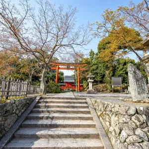 Entrance with red torii, Shogan-ji Buddhist temple complex Entrance with red torii, Shogan-ji Buddhist temple complex
