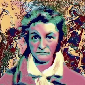 Ernst Theodor Amadeus Hoffmann, or E. T. A. Hoffmann, 1776 - 1822, German Romantic author of fantasy and horror, figures from Master Flea, digitally edited