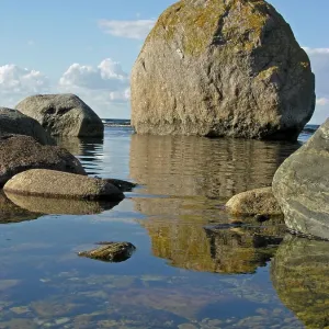 Erratic blocks big granit stones on the coast of the north northern point of island Olands Norra Udden Oland Sweden
