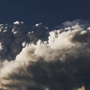 Eruption. Clubs of smoke and ash in the atmosphere