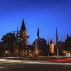 The European Fountain at Blue Hour, Mindelheim Print