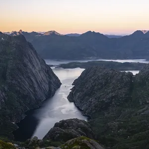 Evening mood, mountains and sea
