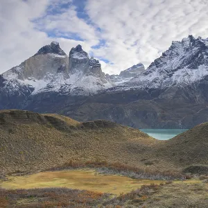 Patagonia Landscape Print: Snowy Mountains and Rolling Hills Patagonia Landscape Print: Snowy Mountains and Rolling Hills