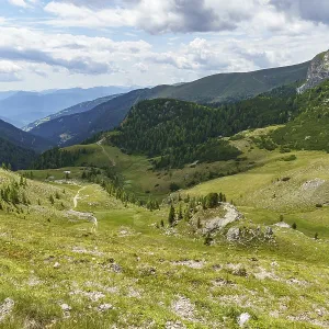 Extensive mountain landscape with meadows