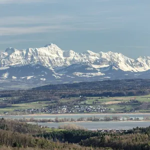 An extensive valley with a village An extensive valley with a village