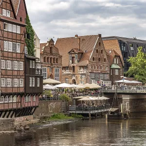 Fachwerkhauser des Kneipenviertel Stintmarkt am Luneburger Hafen