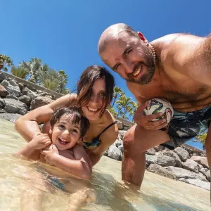 A family on vacation on a beach in the Canary Islands A family on vacation on a beach in the Canary Islands