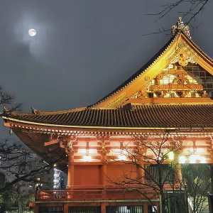 Famous Asakusa Temple by night in Tokyo, Japan