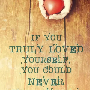 Famous Buddha Quote Print with Red Heart in Hands