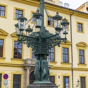 The most famous historic cast iron gas candelabra in the style of neo-baroque historicism