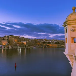 Famous Senglea Guardiola tower and Valletta in Malta