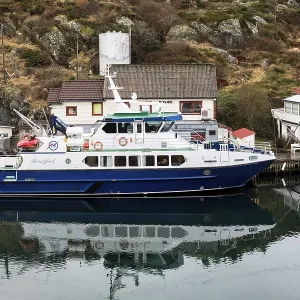 The ferry Rovaerfjord, ocean liner sailing from Rovar to Haugesund The ferry Rovaerfjord, ocean liner sailing from Rovar to Haugesund