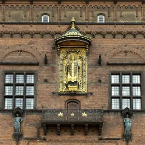 Figure of Bishop Absalon at Copenhagen City Hall on City Hall Square Figure of Bishop Absalon at Copenhagen City Hall on City Hall Square
