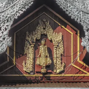 Détail avec figure, la Pagode Sule, Rangoon, Yangon, Birmanie, Myanmar, Asie 1982