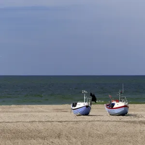 Fishing boats on the beach at Stenbjerg