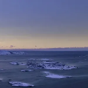 Fjord with islands during the blue hour