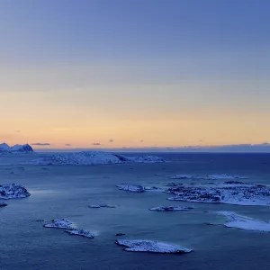 Fjord with islands during the blue hour Fjord with islands during the blue hour