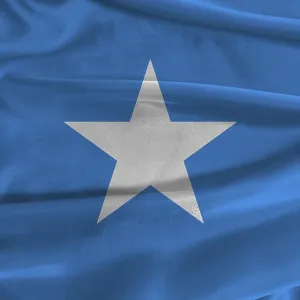 Flag of Somalia with fabric textured background Flag of Somalia with fabric textured background