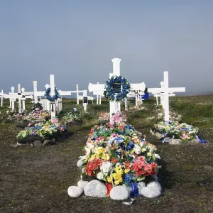 Flowers on grave, Cemetery, Kangerluk, Greenland