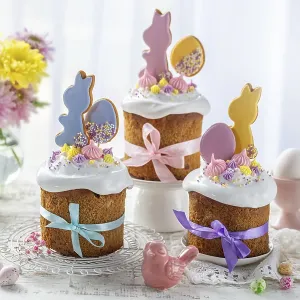 Food, Beautiful festive table with traditional Easter cake kulich decorated with colorful cookies Food, Beautiful festive table with traditional Easter cake kulich decorated with colorful cookies