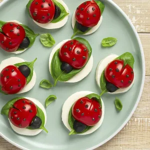 Food, Caprese ladybug tomatoes Food, Caprese ladybug tomatoes