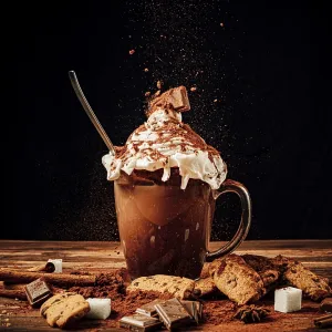 Food photography, cup with cocoa