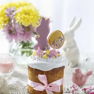 Food, Traditional Easter bread kulich decorated with colorful cookies Food, Traditional Easter bread kulich decorated with colorful cookies