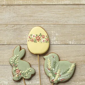 Food, Wooden background with easter icing cookies Food, Wooden background with easter icing cookies