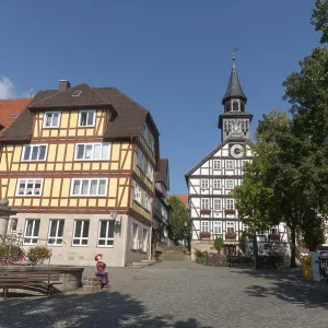 Fountain, market square, half-timbered houses Fountain, market square, half-timbered houses