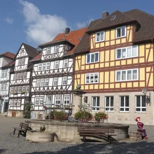 Fountain, market square, half-timbered houses Fountain, market square, half-timbered houses
