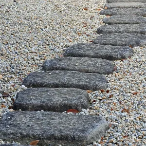 Fragment of Japanese stone way in zen-garden